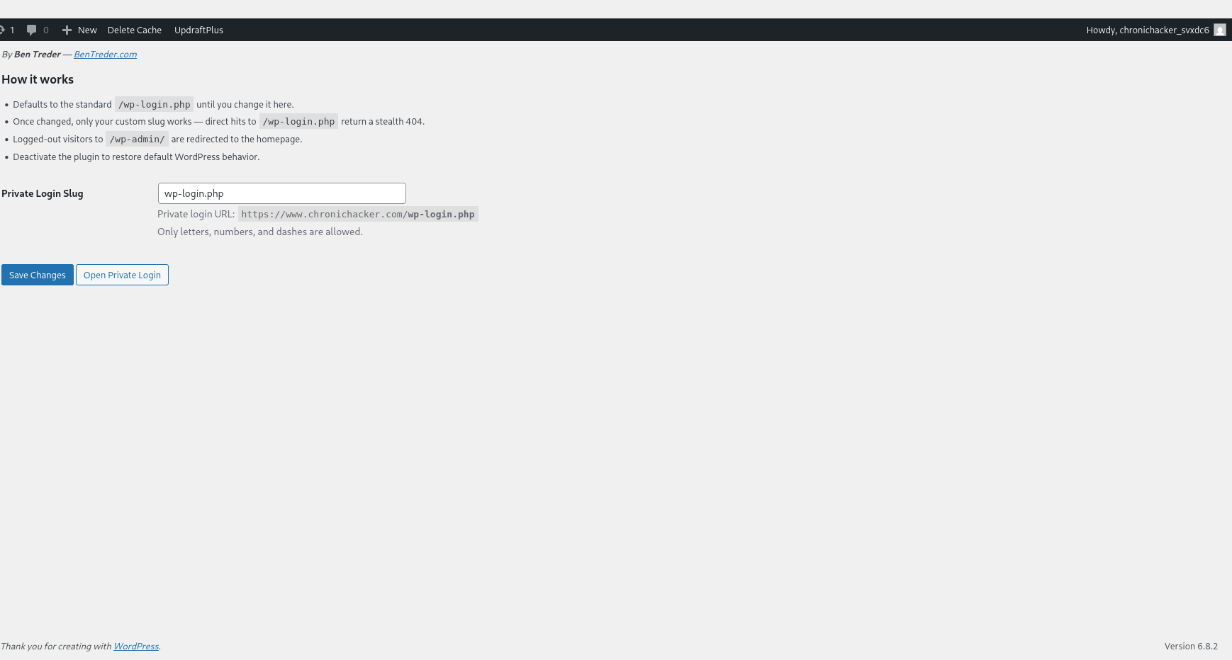 WordPress: upload plugin zip screen